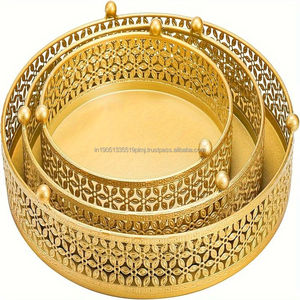 Alta calidad personalizado árabe Ramadán lujo oro placas de Metal bandejas conjunto Rectangular Hotel boda fiesta fechas bandeja de servicio - Product Image 3