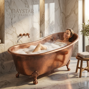 อ่างอาบน้ำทรงรีแบบตั้งพื้น Daystar Trade รุ่น Luxury Style ทำจากทองแดง สำหรับผู้ใหญ่ แข็งแรง ทนทาน พกพาสะดวก ใช้ในบ้าน ไม่มีฝาปิด - Product Image 3