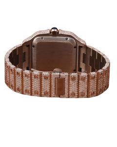 Reloj de Pulsera con Esfera Azul Romana Completamente Adornada con Moissanita VVS, con Indicador de Fecha, de Alta Calidad, con Correa de Acero Inoxidable - Product Image 4