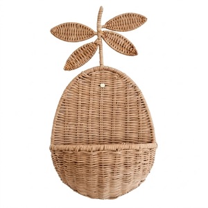 Cesta de pared de ratán ecológica al por mayor, cesta colgante de mimbre tejida a mano, organizador de almacenamiento montado en la pared con bolsillo para uso en la cocina - Product Image 2
