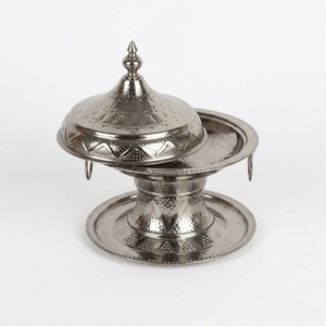 Cuenco de cobre artesanal para dátiles árabes con tapa y bandeja, plato de lujo martillado para servir, decoración para Ramadán y Eid, estilo turco vintage. - Product Image 5