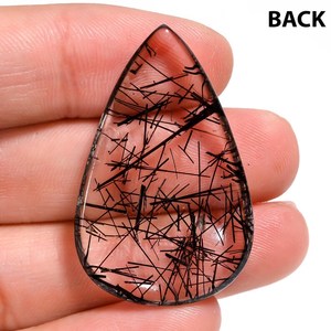 ควอตซ์รูทิเลเต็ดสีดำธรรมชาติ รูปทรงลูกแพร์ ขัดเงา สำหรับทำเครื่องประดับ - Product Image 4