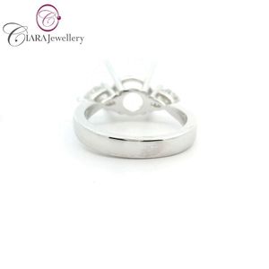DIRECT FACTORY 18K AU750 CLASSIC WHITE GOLD NATURAL DIAMOND 3.00CT CENTER <b>TWO</b> PEAR SIDE THREE <b>STONE</b> <b>RING</b> MOUNTING Wedding Party - Product Image 3