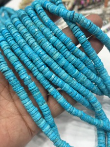 Perles de pierres précieuses de haute qualité pour la fabrication de bijoux, 17 pouces, marcassite bleue naturelle, facettées, forme de pneu Heishi, taille 7-8 mm - Product Image 3