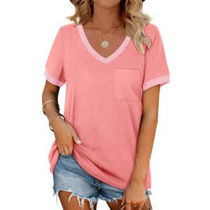 Export Solid Color Women's V-Neck T-<b>Shirt</b> Premium Breathable Eco-Friendly 100% Cotton Casual Everyday Comfort From BD - Product Image 5