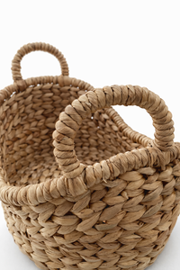 FRUTA Natural Water Hyacinth Storage <b>Basket</b> Handwoven Rectangular Organizer With <b>Handles</b> Eco Friendly Wholesale Handmade <b>Wicker</b> - Product Image 2