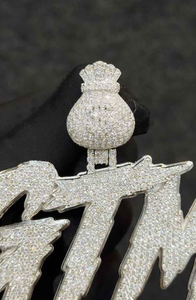 Moissanite <b>Silver</b> Custom <b>Initial</b> GTM Pendant Iced Out Letter Statement <b>Necklace</b> Hip Hop Luxury Jewelry For Men Unisex Gift - Product Image 5