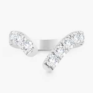 Bagues Bypass Open V Concept en Or Massif 14K 18K avec Diamant de Laboratoire Taille Ronde Sertie à Griffes, pour Empilage et Alliance de Mariage Assortie, Bijoux Fins - Product Image 3