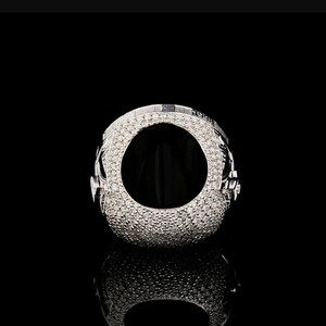 Luxury Moissanite Round <b>Bee</b> Signet Ring 925 Sterling Silver Iced Hip Hop Statement Jewelry <b>Gift</b> Unisex Fashion Design - Product Image 4