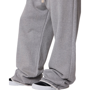 Customized <b>Men</b> Heavyweight Fleece <b>Trouser</b> Loose Wide Leg <b>Drawstring</b> Waist Open Hem Casual Streetwear Pants OEM Clothing Supplier - Product Image 6