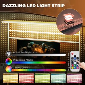 Scrivania da Gaming a L Bianca da 156 cm con Luci LED, Prese di Corrente, Superficie Stabile in MDF, Supporto per Monitor e Ripiano per CPU - Product Image 4