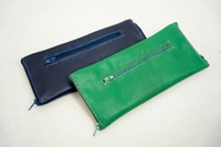 Pochette en cuir véritable pour lunettes de soleil Étui à lunettes à trois fermetures éclair et à double face Lunettes de vue de qualité supérieure Pochette LGC-0063