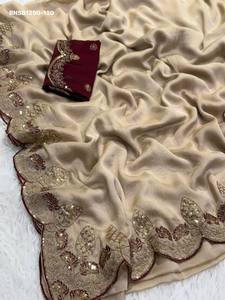 Premium Quality Rangoli Silk with Embroidered Zari with Sequin Border work <b>Saree</b>-<b>Blouse</b> Collection Manufacturer from Surat - Product Image 4