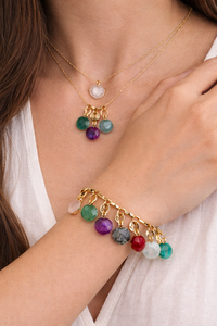 Dyed Emerald Heart Gemstone Gold Electroplated Charms with Bail For Making Earrings - DIY Fashion Tiny Heart Jewelry - Product Image 3