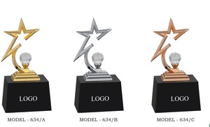 Star <b>Trophy</b> With Crystal Ball Base Black <b>Plaque</b> Model 634 A B C - Product Image 2
