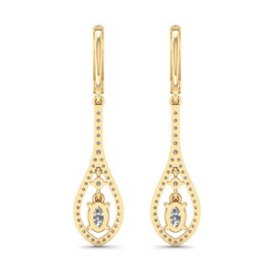 Boucles d'oreilles pendantes REYES en diamant de laboratoire CVD HPHT exquis, en or massif 14 carats, bijoux raffinés de luxe pour femmes, parfaits pour les soirées. - Product Image 4