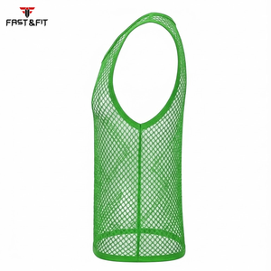 Factory Price Breathable Men Sports Mesh Sleeveless Mesh <b>Singlets</b> for Men Transparent Vest for Sale - Product Image 6