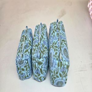 Quilted Cotton Travel & Daily Use <b>Drawstring</b> <b>Toiletry</b> <b>Bag</b> Set of 3 Makeup <b>Bag</b> WashBag - Product Image 2