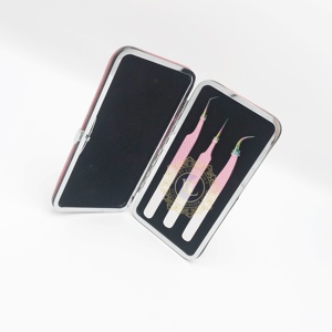 LUXURY LASH TOOLS Ombre Blanc Rose Revêtement en poudre Acier inoxydable de qualité supérieure Pincettes à cils à pointe arc-en-ciel durables - Product Image 1