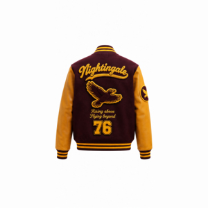 Chaqueta Bomber Varsity de Béisbol Personalizada para Hombre, de Nylon/Algodón, Cuello Redondo, Bordado Frontal, Chaqueta de Moda de Invierno - Product Image 2