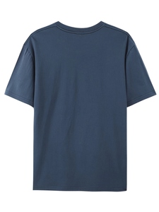 Camiseta de cuello redondo 100% algodón para hombre – Manga corta, color liso, corte relajado, informal, talla grande, básica - Product Image 6