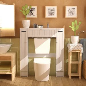 Mobiletto in Legno per Bagno da Posizionare Sopra il WC, Scaffali per Bagno - Product Image 1