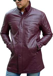 Abrigo Largo de Cuero Personalizado para Hombre, Nuevo Diseño de Moda, Abrigo de Cuero de Alta Calidad para Hombre - Product Image 2