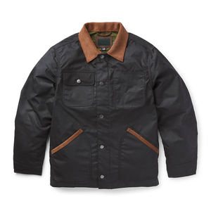Veste en toile décontractée pour homme, manches longues, noire, automne-hiver, avec taille personnalisée et logo sur le devant - Product Image 1