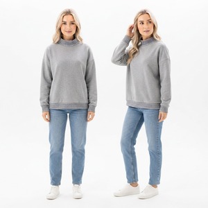 Professional Modern Daily Women Oversized Mockneck <b>Long</b> <b>Sweatshirt</b> Cozy Fabric Wear OEM Service Pullover Oversized Mockneck - Product Image 1