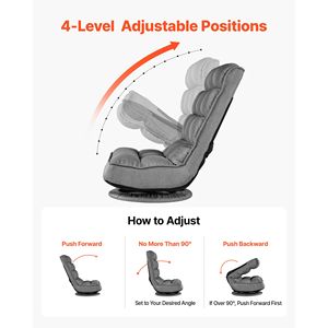 Swivel Floor <b>Gaming</b> <b>Chair</b> <b>with</b> <b>Footrest</b> 360 Degree Rotating 4 Adjustable Positions Folding Backrest Metal Frame - Product Image 3
