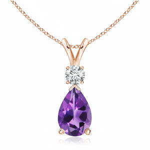 Colgante de Lujo de Plata 925 con Amatista Natural y Moissanita, Bañado en Rodio, con Engaste de Garra y Cierre de Gancho, para Uso Diario Unisex - Product Image 5
