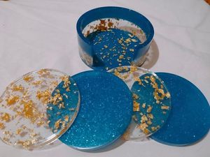 Handmade Resin Coasters with Dried Flowers, <b>Gold</b> Flakes & Elegant Botanical Design for Stylish Home Décor - Product Image 3
