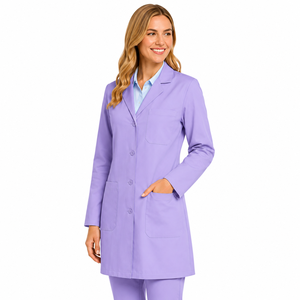 Bata de laboratorio médica personalizada para mujer, de algodón y poliéster, manga larga, uniforme de doctora/enfermera, solapa con muescas, bolsillo con botón, ropa de trabajo, aguja - Product Image 3