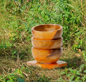 Ensemble de bols à collation en résine et bois faits à la main – Bols à fruits secs et à servir - Product Image 6