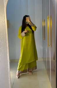 Conjunto de kurti largo y palazzo de georgette sintética pesada con bordado de lentejuelas y dupatta con borde de encaje elegante. - Product Image 3