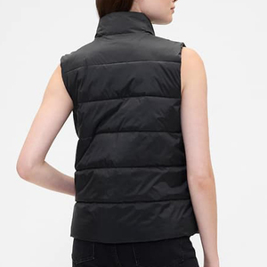 Gilet matelassé court à capuche pour femme, automne-hiver, en coton, coupe-vent, respirant, noir, sans manches, veste tendance, vêtement d'extérieur chaud - Product Image 4