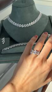 Conjunto de Collar con Hojas de Circonia Cúbica, Joyería de Plata de Ley Inspirada en la Naturaleza, Chapado en Rodio, Alta Calidad - Product Image 2