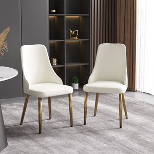 Set Moderno di 2 Sedie da Pranzo in PU e Spugna con Gambe in Legno Massello e Metallo per Ristoranti e Soggiorni - Product Image 2