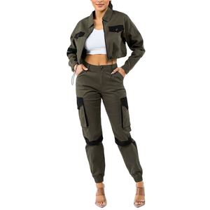 เสื้อแจ็กเก็ตและกางเกงยีนส์สไตล์คาร์โก้2ชิ้นทันสมัยเซ็กซี่เสื้อผ้า2026ล่าสุด - Product Image 1