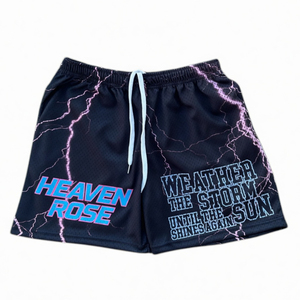 Men Lightning Print <b>Mesh</b> Gym Shorts Breathable Polyester Athletic Streetwear Pump Cover Workout Shorts Custom Logo OEM - Product Image 5