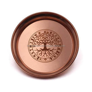 Cuenco de ofrenda de cobre puro más vendido con motivo de árbol de inspiración Plato de altar de calidad superior para incienso y prácticas rituales - Product Image 3