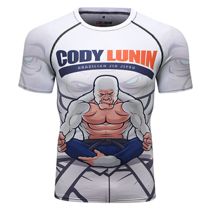 Men's Round Neck Breathable Gym T-Shirts Custom Logo Sublimation <b>Printed</b> MMA BJJ <b>Surf</b> Rashguard UPF50 Quick Dry - Product Image 1