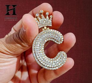Pendentif Lettre Bulle Couronne de Roi Luxe Entièrement Sertie de Diamants, Collier Initial Personnalisé pour Vente en Gros de Bijoux - Product Image 3