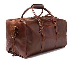 Bolsa de lona moderna de cuero con construcción de cuero genuino de primera calidad para viajes de fin de semana y uso diario. - Product Image 1