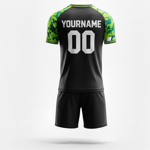 Conjunto de Camiseta de Fútbol Sublimada Personalizada, Camuflaje Verde para Hombre, Cuello en V, Manga Corta, 100% Poliéster, Secado Rápido, Uniformes, Talla Adulto - Product Image 2