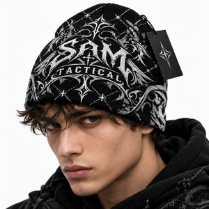 หมวกบีนนี่ SAM TACTICAL สีดำ ปักลาย สไตล์สตรีท ยูนิเซ็กส์ สำหรับฤดูหนาว ขนาด 56-58 ซม. สำหรับกิจกรรมกลางแจ้ง ผู้ใหญ่ ราคาขายส่ง OEM ราคาถูก - Product Image 3