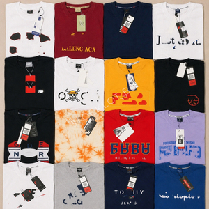 T-shirt d'été imprimé pour homme grande taille de marque mondiale célèbre, manches courtes, col rond en coton uni, couleur unie, vente en gros de t-shirts grande taille - Product Image 5