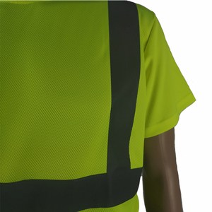 T-shirt réfléchissant haute visibilité à manches courtes, jaune fluorescent, chemise de travail de sécurité avec bandes réfléchissantes pour les travailleurs en extérieur - Product Image 5