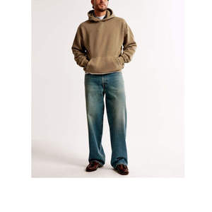 Men's Oversized Hooded Sweatshirt Solid Color Cotton Fleece Casual Regular Sleeve Pocket Design - Product Image 2