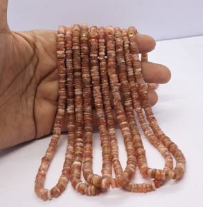 Cuentas sueltas de piedra solar natural Heishi en forma de rueda de 5 mm y 6 mm, precio al por mayor, a granel, 16 pulgadas, para fabricación de joyas - Product Image 1